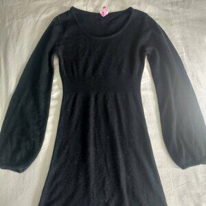 Black Sweater Mini Dress Balloon Sleeves